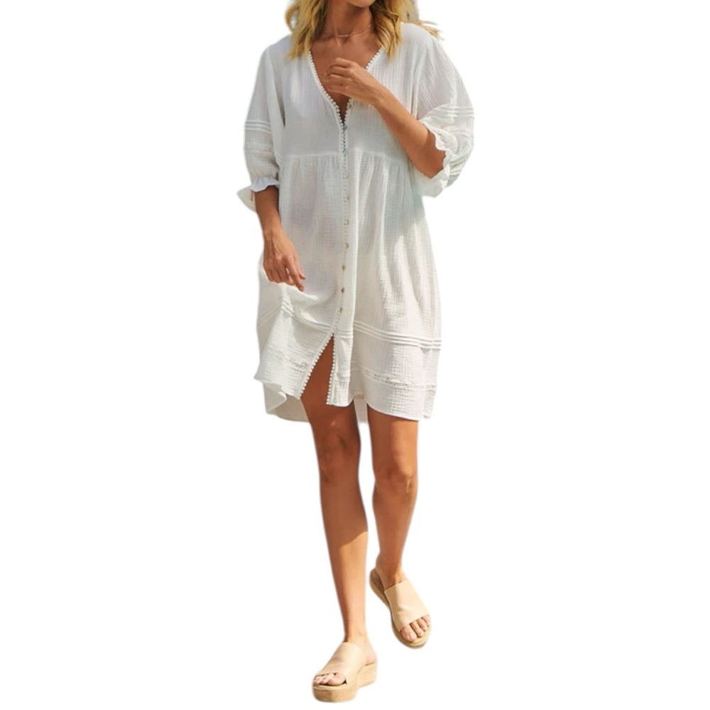 Jaase Women's White Quincy Jones Gauze Mini Dress Sz XS - Picture 1 of 9